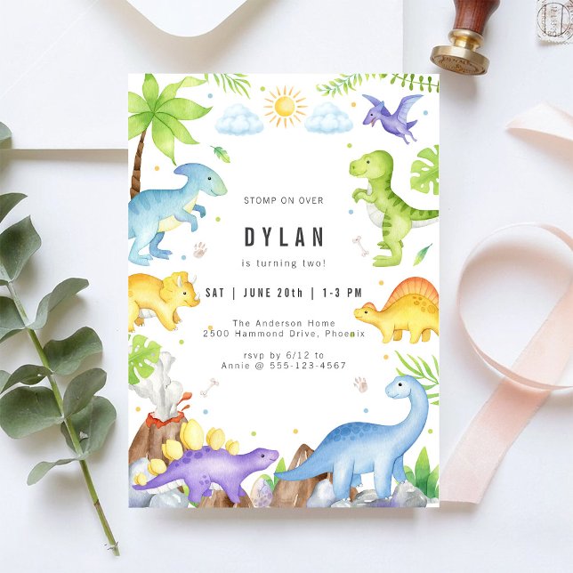 Dinosaur Kids Birthday Party Invitation (Creator Uploaded)