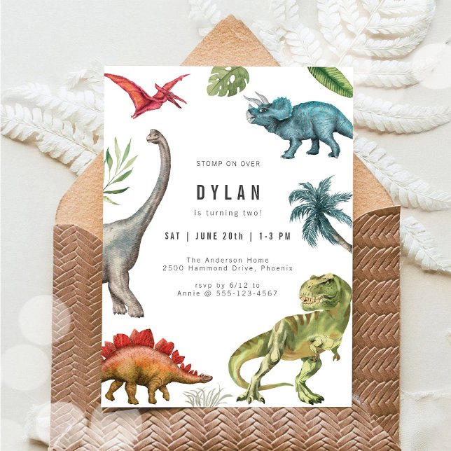 Dinosaur Kids Birthday Party Invitation (Creator Uploaded)