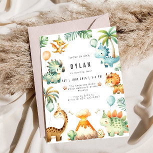 Dinosaur Kids Birthday Party Invitation