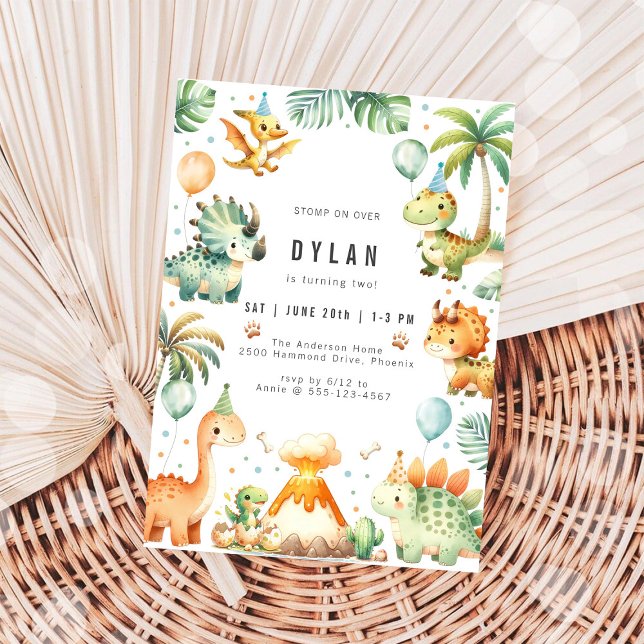 Dinosaur Kids Birthday Party Invitation (Creator Uploaded)