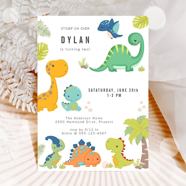 Dinosaur Kids Birthday Party Invitation (Creator Uploaded)