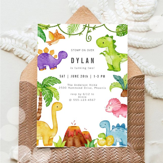 Dinosaur Kids Birthday Party Invitation (Creator Uploaded)
