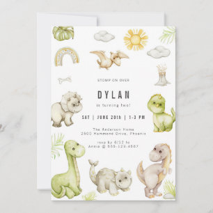 Dinosaur Kids Birthday Party Invitation