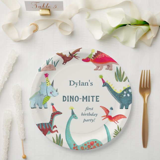 Dinosaur kids birthday party  paper plate (Wedding)