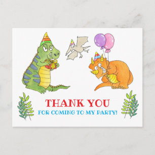 Dinosaur Kid's Birthday Party Thank You Postcard
