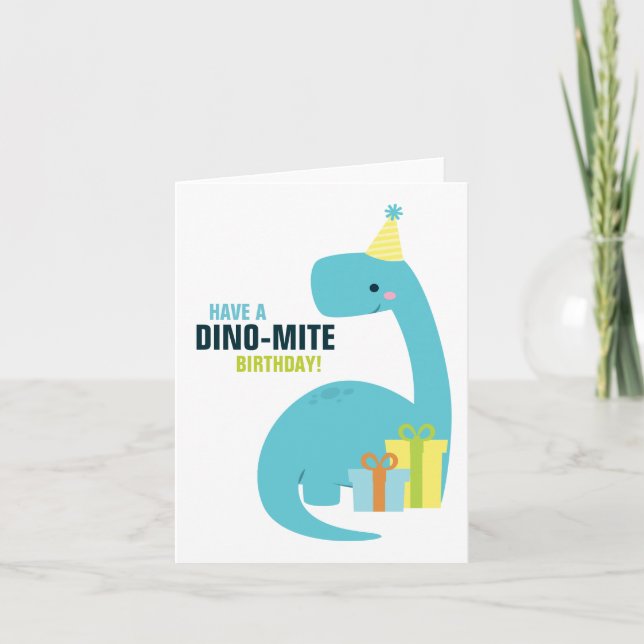 Dinosaur Kids Birthday Thank You Card (Front)