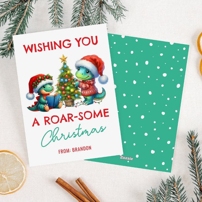 Dinosaur Kids Classroom Christmas Holiday Card (Creator Uploaded)