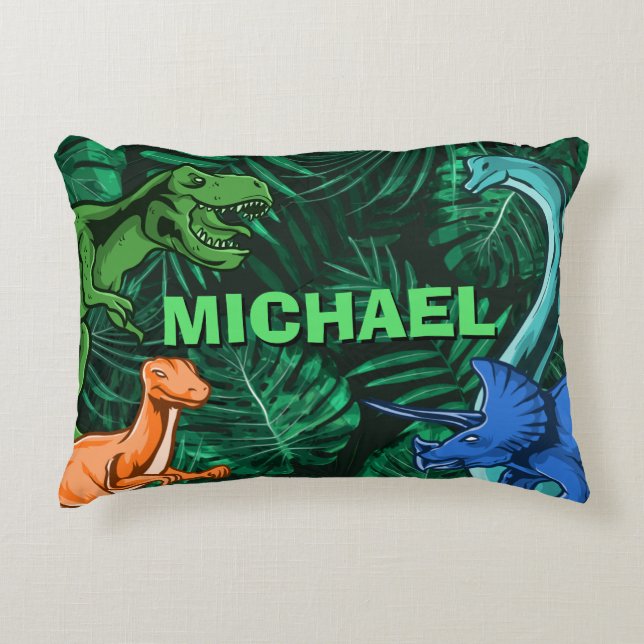 Dinosaur Kids Dino Jurassic Trex Boy Customisable Decorative Cushion (Front)