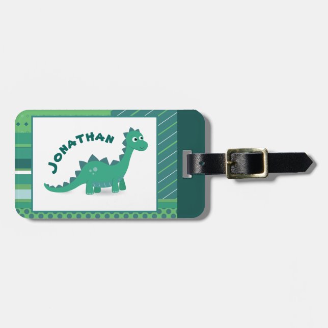 Dinosaur kids luggage tag. luggage tag (Front Horizontal)