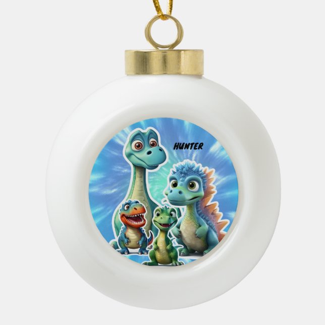 DINOSAUR KIDS ORNAMENT PERSONALIZED (Front)