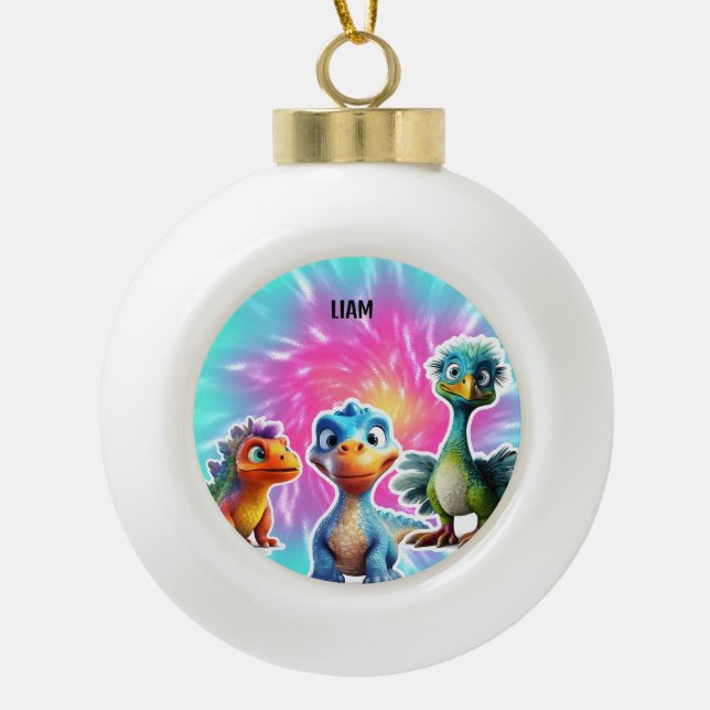 DINOSAUR KIDS ORNAMENT PERSONALIZED (Front)
