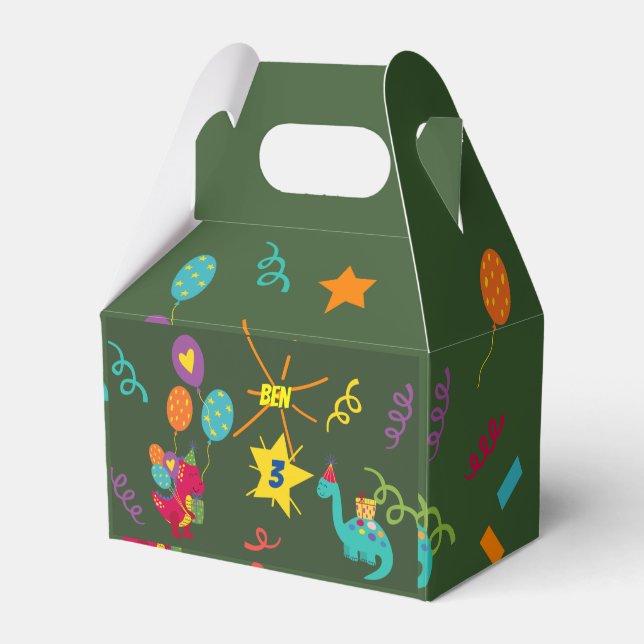 Dinosaur kids party tableware favour box (Front Side)