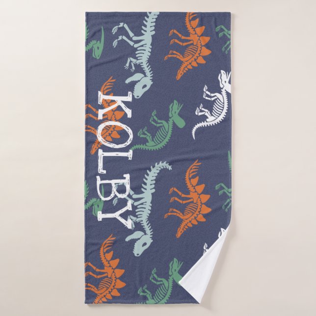 Dinosaur Kids Personalised Name Bath Towel (Bath Towel)