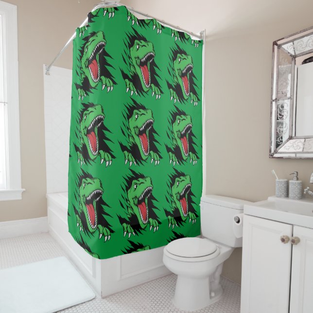 Dinosaur kids shower curtain (In Situ)