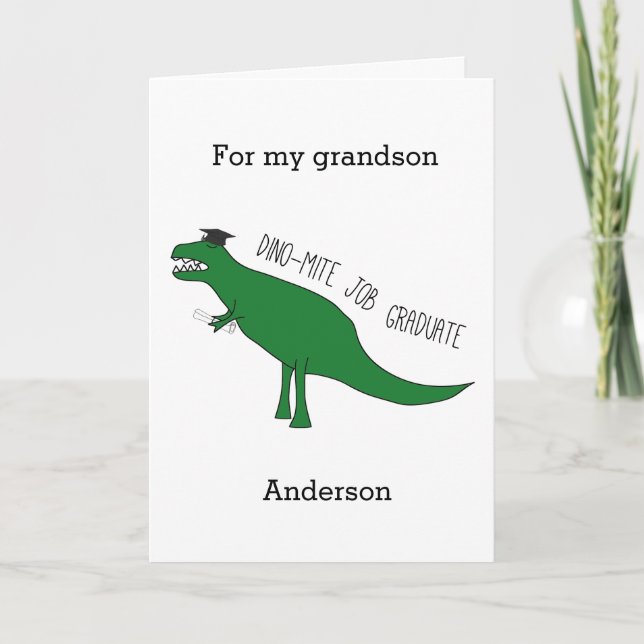 Dinosaur Kindergarten Graduate Grandson Card (Front)