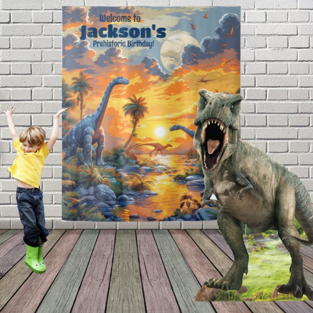 Dinosaur Land Prehistoric Birthday Hanging Tapestry (Creator Uploaded)