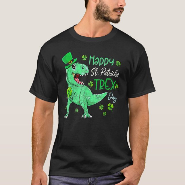 Dinosaur Leprechaun Happy St Pat T-Rex St Patrick' T-Shirt (Front)