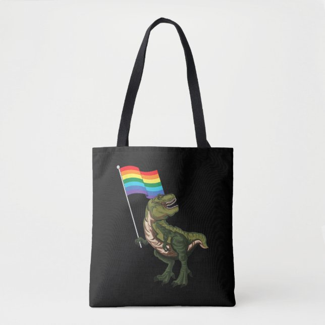 Dinosaur LGBT Gay Lesbian Transgender Nonbinary Tote Bag (Front)