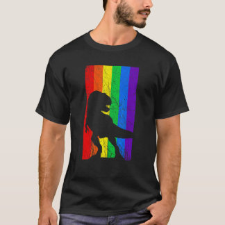 Dinosaur LGBT Rainbow Flag Gay Lesbian Pride Distr T-Shirt