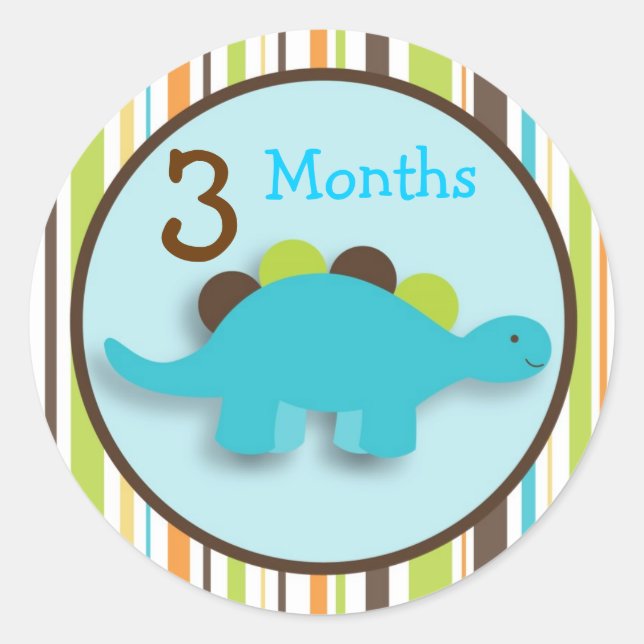 Dinosaur Lil DIno Boy Monthly Milestone Stickers (Front)