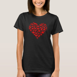 Dinosaur Love Heart Cute Valentines Day Boys Kids  T-Shirt