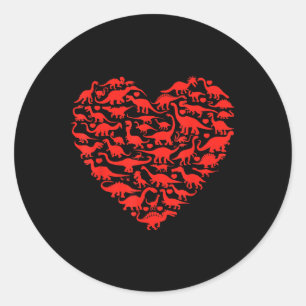 Dinosaur Love Heart T Rex Cute Valentines Day Boys Classic Round Sticker