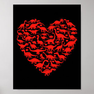 Dinosaur Love Heart T Rex Cute Valentines Day Boys Poster
