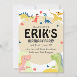 Dinosaur Lover 6th Birthday Party Invitation