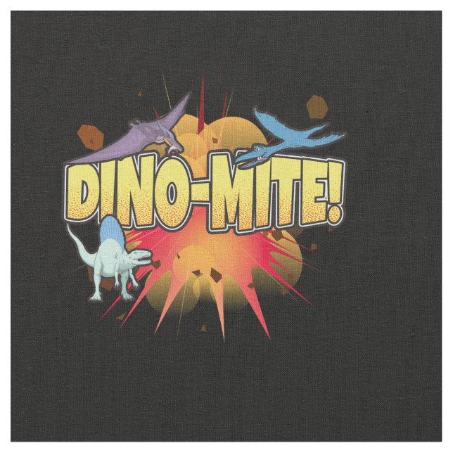 Dinosaur Lover Dynamite Dino-mite Pun Fabric (Close Up)