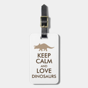 Dinosaur Lover Gift Keep Calm Triceratops Custom Luggage Tag
