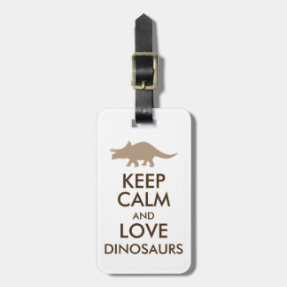 Dinosaur Lover Gift Keep Calm Triceratops Custom Luggage Tag