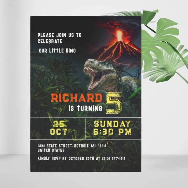 Dinosaur Lover Kids Customisable Birthday Party Invitation (Creator Uploaded)