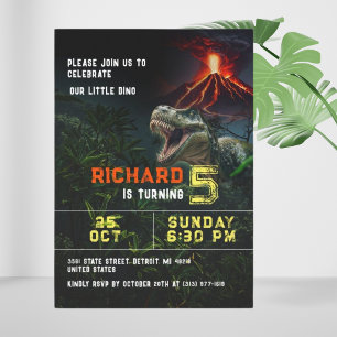 Dinosaur Lover Kids Customizable Birthday Party Invitation