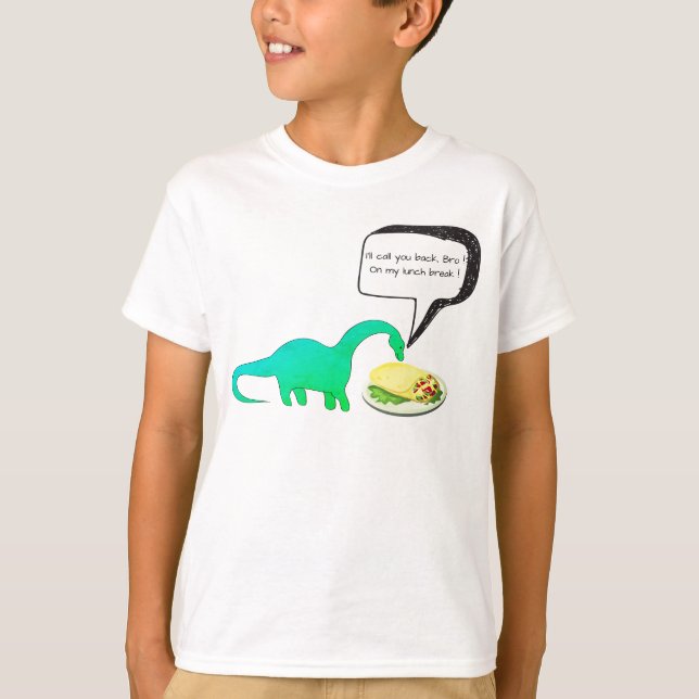 Dinosaur Lunch Break Burrito Funny T-Shirt (Front)
