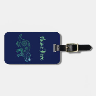 Dinosaur, mandala triceratops custom Luggae Tags