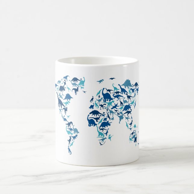Dinosaur Map of the World Map Coffee Mug (Center)