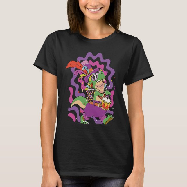 Dinosaur Mardi Gras Party Parade Shenanigans Carni T-Shirt (Front)