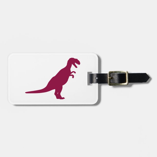 Dinosaur Maroon Luggage Tag (Front Horizontal)