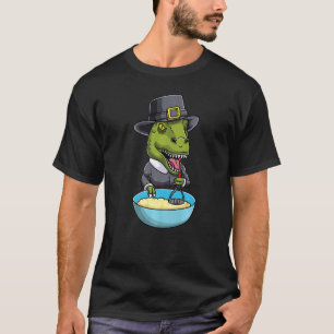 Dinosaur Mashing Potatoes Thanksgiving Day  T-Shirt