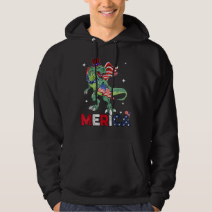 Dinosaur Merica Men Boys American Flag Rex 4th Of Hoodie