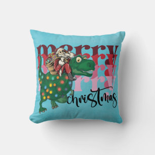 Dinosaur Merry Christmas Santa Claus Cushion