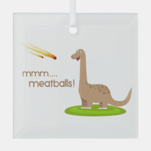 Dinosaur Meteor Meatballs Glass Tree Decoration