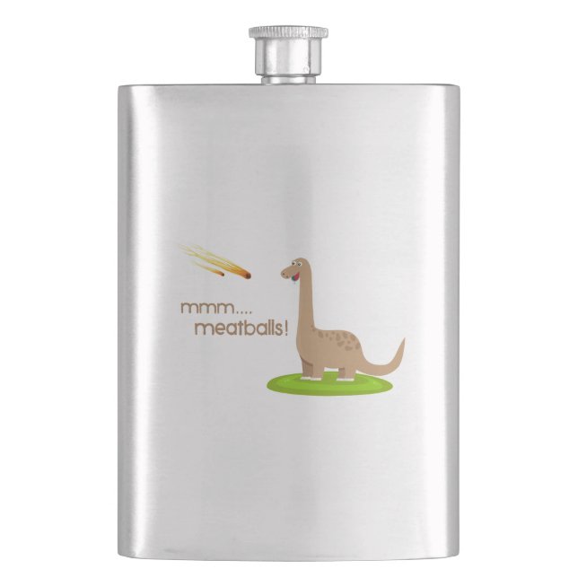 Dinosaur Meteor Meatballs Hip Flask (Front)