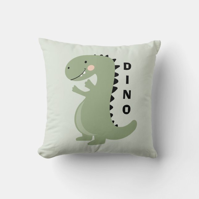 Dinosaur Modern Green Baby Animals Nursery Decor Cushion (Front)