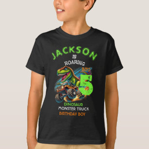 Dinosaur Monster Truck Birthday Boy T-Shirt Custom