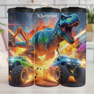 Dinosaur Monster Truck Construction Chaos Thermal Tumbler