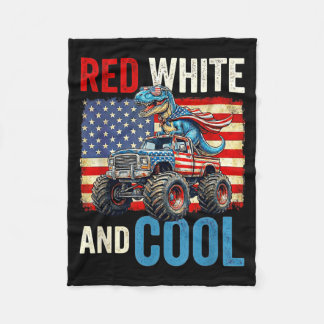 Dinosaur Monster Truck Dino 4th Of July Boys Fleece Blanket