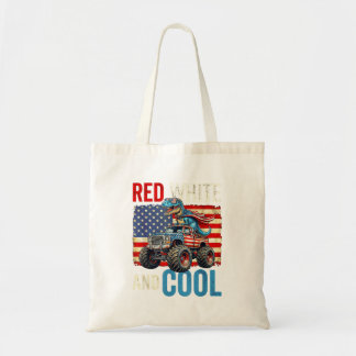 Dinosaur Monster Truck Dino 4th Of July Boys Tote Bag