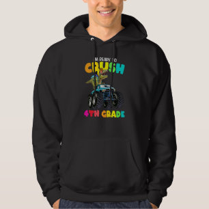 Dinosaur Monster Truck Fourth 4th Grade Back To Sc Hoodie