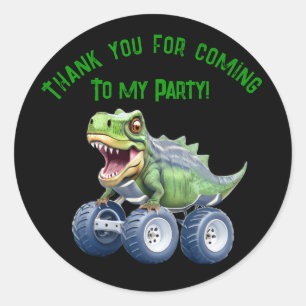 Dinosaur monster truck personalised birthday  classic round sticker